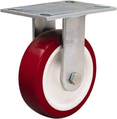 Hamilton - 6" Diam x 2" Wide x 7-1/2" OAH Top Plate Mount Rigid Caster - Polyurethane Mold on Polypropylene, 900 Lb Capacity, Straight Roller Bearing, 4-1/2 x 6-1/4" Plate - Industrial Tool & Supply