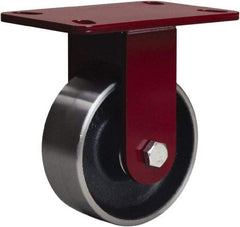 Hamilton - 5" Diam x 2" Wide x 6-3/4" OAH Top Plate Mount Rigid Caster - Forged Steel, 1,500 Lb Capacity, Tapered Roller Bearing, 4-1/2 x 6-1/2" Plate - Industrial Tool & Supply
