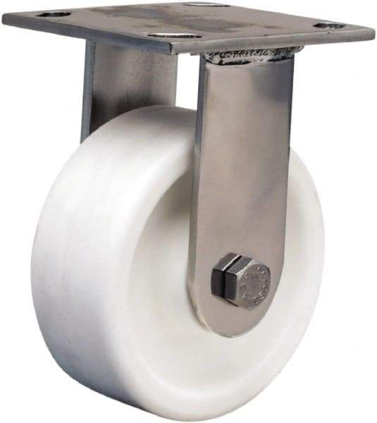 Hamilton - 5" Diam x 2" Wide x 6-1/2" OAH Top Plate Mount Rigid Caster - Polyolefin, 650 Lb Capacity, Delrin Bearing, 3-3/4 x 4-1/2" Plate - Industrial Tool & Supply