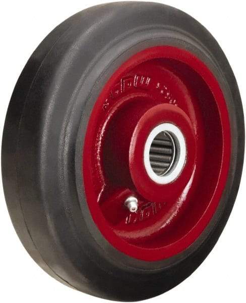 Hamilton - 7 Inch Diameter x 2 Inch Wide, Rubber on Cast Iron Caster Wheel - 450 Lb. Capacity, 2-1/4 Inch Hub Length, 1-3/16 Inch Axle Diameter, Plain Bore Bearing - Industrial Tool & Supply