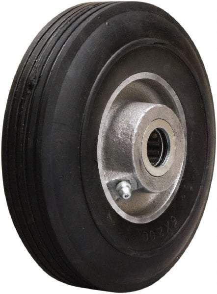 Hamilton - 6 Inch Diameter x 2 Inch Wide, Rubber on Aluminum Caster Wheel - 300 Lb. Capacity, 2-1/4 Inch Hub Length, 5/8 Inch Axle Diameter, Straight Roller Bearing - Industrial Tool & Supply