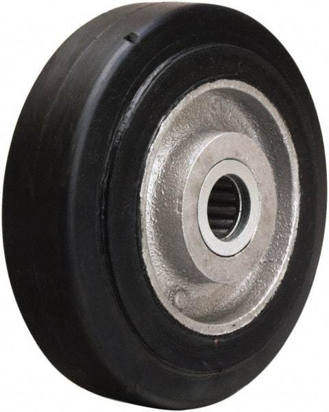 Hamilton - 5 Inch Diameter x 1-1/2 Inch Wide, Rubber on Aluminum Caster Wheel - 240 Lb. Capacity, 1-3/4 Inch Hub Length, 3/4 Inch Axle Diameter, Straight Roller Bearing - Industrial Tool & Supply