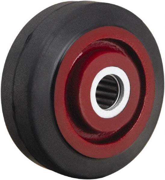 Hamilton - 4 Inch Diameter x 1-1/2 Inch Wide, Rubber on Cast Iron Caster Wheel - 200 Lb. Capacity, 1-5/8 Inch Hub Length, 1-3/16 Inch Axle Diameter, Plain Bore Bearing - Industrial Tool & Supply