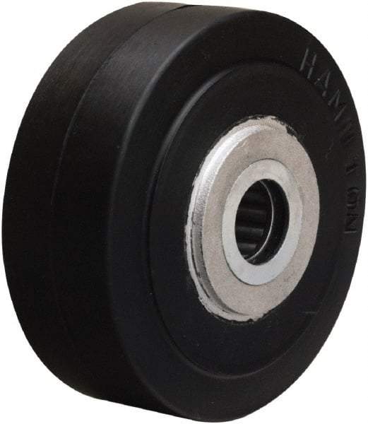 Hamilton - 4 Inch Diameter x 1-1/2 Inch Wide, Rubber on Aluminum Caster Wheel - 200 Lb. Capacity, 1-3/4 Inch Hub Length, 5/8 Inch Axle Diameter, Straight Roller Bearing - Industrial Tool & Supply