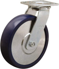 Hamilton - 8" Diam x 2" Wide x 9-1/2" OAH Top Plate Mount Swivel Caster - Polyurethane, 900 Lb Capacity, Sealed Precision Ball Bearing, 4 x 4-1/2" Plate - Industrial Tool & Supply