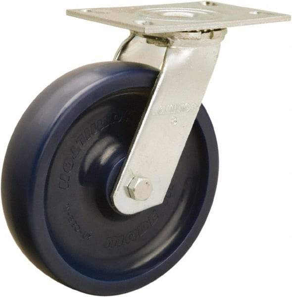 Hamilton - 8" Diam x 2" Wide x 9-1/2" OAH Top Plate Mount Swivel Caster - Polyurethane, 900 Lb Capacity, Sealed Precision Ball Bearing, 4-1/2 x 6-1/4" Plate - Industrial Tool & Supply
