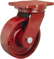 Hamilton - 8" Diam x 2-1/2" Wide x 10-1/2" OAH Top Plate Mount Swivel Caster - Phenolic, 2,000 Lb Capacity, Straight Roller Bearing, 6-1/8 x 7-1/2" Plate - Industrial Tool & Supply