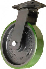 Hamilton - 12" Diam x 3" Wide x 15-1/2" OAH Top Plate Mount Swivel Caster - Polyurethane Mold onto Cast Iron Center, 3,500 Lb Capacity, Sealed Precision Ball Bearing, 5-1/4 x 7-1/4" Plate - Industrial Tool & Supply