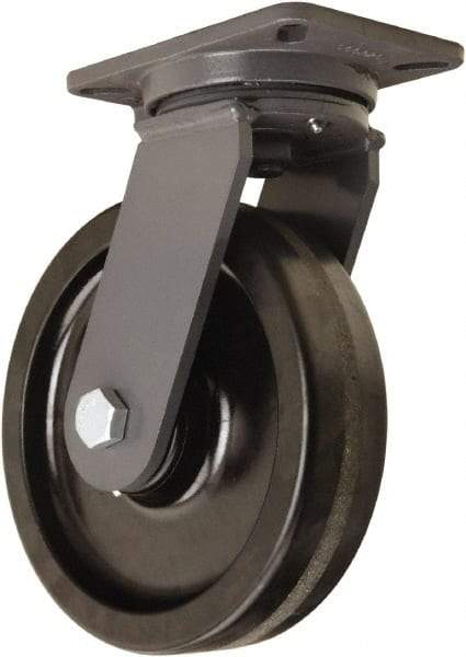 Hamilton - 10" Diam x 2-1/2" Wide x 12-1/2" OAH Top Plate Mount Swivel Caster - Phenolic, 2,500 Lb Capacity, Tapered Roller Bearing, 5-1/4 x 7-1/4" Plate - Industrial Tool & Supply