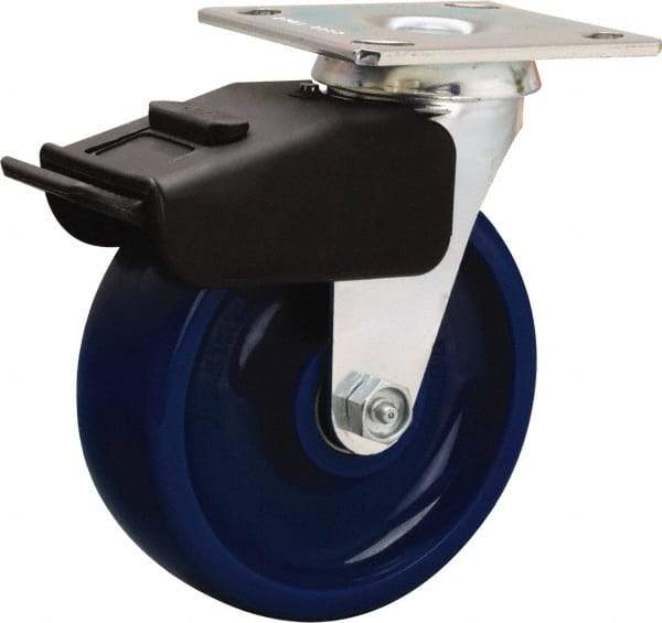Hamilton - 6" Diam x 2" Wide x 7-1/2" OAH Top Plate Mount Swivel Caster - Polyurethane, 850 Lb Capacity, Precision Ball Bearing, 4 x 4-1/2" Plate - Industrial Tool & Supply