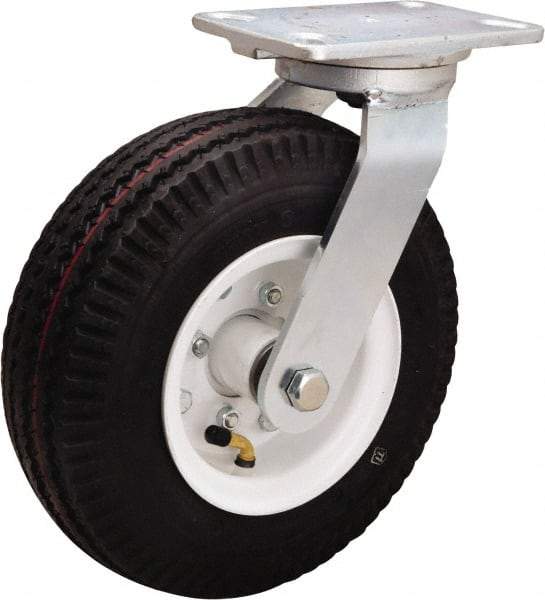 Hamilton - 10" Diam, Rubber Swivel Caster - 480 Lb Capacity, Top Plate Mount, 4" x 5" Plate, Precision Ball Bearing - Industrial Tool & Supply