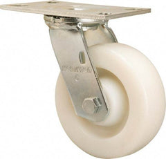 Hamilton - 6" Diam x 2" Wide x 7-1/2" OAH Top Plate Mount Swivel Caster - Nylon, 1,100 Lb Capacity, Precision Ball Bearing, 4-1/2 x 6-1/4" Plate - Industrial Tool & Supply