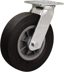 Hamilton - 8" Diam x 2-1/2" Wide, Rubber Swivel Caster - 400 Lb Capacity, Top Plate Mount, 4" x 4-1/2" Plate, Ball Bearing - Industrial Tool & Supply