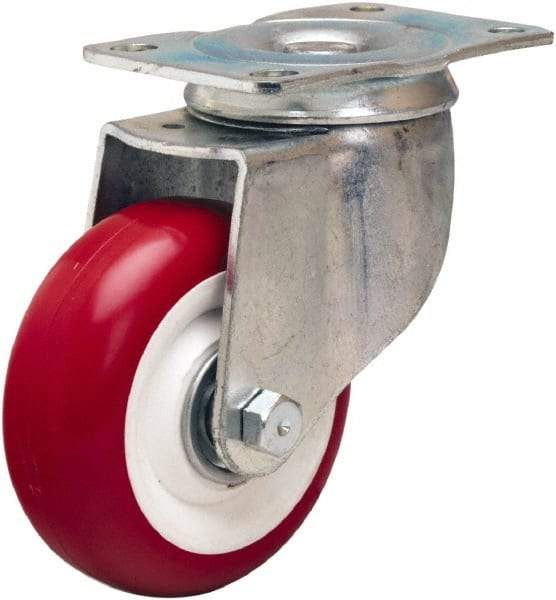 Hamilton - 3-1/2" Diam x 1-3/8" Wide x 4-13/16" OAH Top Plate Mount Swivel Caster - Polyurethane Mold on Polypropylene, 325 Lb Capacity, Sealed Precision Ball Bearing, 2-1/2 x 3-3/4" Plate - Industrial Tool & Supply