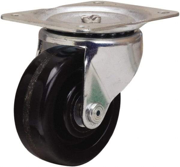 Hamilton - 4" Diam x 1-1/2" Wide x 5" OAH Top Plate Mount Swivel Caster - Phenolic, 375 Lb Capacity, Straight Roller Bearing, 4 x 5-1/8" Plate - Industrial Tool & Supply