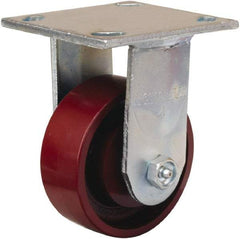 Hamilton - 4" Diam x 1-1/2" Wide x 5-5/8" OAH Top Plate Mount Rigid Caster - Cast Iron, 550 Lb Capacity, Straight Roller Bearing, 4 x 4-1/2" Plate - Industrial Tool & Supply