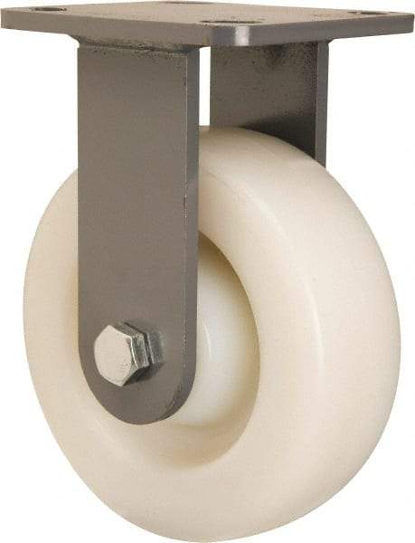 Hamilton - 6" Diam x 2" Wide x 7-1/2" OAH Top Plate Mount Rigid Caster - Nylon, Sealed Precision Ball Bearing, 4 x 4-1/2" Plate - Industrial Tool & Supply