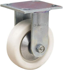 Hamilton - 5" Diam x 1-1/2" Wide x 6-1/2" OAH Top Plate Mount Rigid Caster - Polyolefin, 400 Lb Capacity, Delrin Bearing, 4 x 4-1/2" Plate - Industrial Tool & Supply