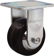 Hamilton - 4" Diam x 2" Wide x 5-5/8" OAH Top Plate Mount Rigid Caster - Phenolic, 800 Lb Capacity, Straight Roller Bearing, 4 x 4-1/2" Plate - Industrial Tool & Supply