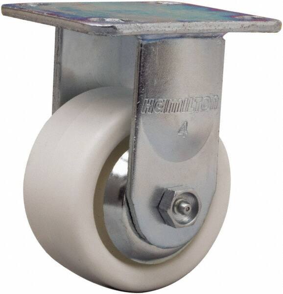 Hamilton - 4" Diam x 2" Wide x 5-5/8" OAH Top Plate Mount Rigid Caster - Polyolefin, 550 Lb Capacity, Delrin Bearing, 4 x 4-1/2" Plate - Industrial Tool & Supply