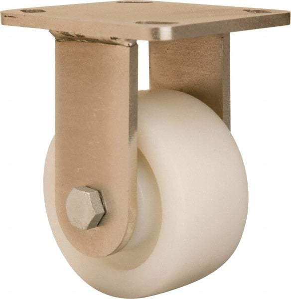 Hamilton - 4" Diam x 2" Wide x 5-5/8" OAH Top Plate Mount Rigid Caster - Nylon, 800 Lb Capacity, Stainless Steel Double Shielded Precision Ball Bearing, 4 x 4-1/2" Plate - Industrial Tool & Supply