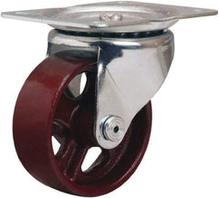 Hamilton - 4" Diam x 1-1/2" Wide x 5" OAH Top Plate Mount Swivel Caster - Cast Iron, 375 Lb Capacity, Plain Bore Bearing, 4 x 5-1/8" Plate - Industrial Tool & Supply