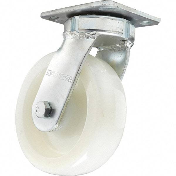 Hamilton - 6" Diam x 2" Wide x 7-1/2" OAH Top Plate Mount Swivel Caster - Nylon, 1,000 Lb Capacity, Sealed Precision Ball Bearing, 4 x 4-1/2" Plate - Industrial Tool & Supply