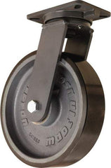 Hamilton - 12" Diam x 3" Wide x 15-1/2" OAH Top Plate Mount Swivel Caster - Polyurethane Mold onto Cast Iron Center, 4,000 Lb Capacity, Sealed Precision Ball Bearing, 5-1/4 x 7-1/4" Plate - Industrial Tool & Supply