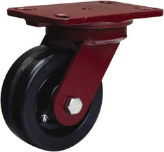Hamilton - 5" Diam x 2" Wide x 6-3/4" OAH Top Plate Mount Swivel Caster - Phenolic, 1,000 Lb Capacity, Straight Roller Bearing, 4-1/2 x 6-1/2" Plate - Industrial Tool & Supply
