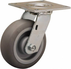 Hamilton - 6" Diam x 2" Wide x 7-1/2" OAH Top Plate Mount Swivel Caster - Rubber Mold on Polyolefin, 410 Lb Capacity, Straight Roller Bearing, 5 x 5-1/2" Plate - Industrial Tool & Supply
