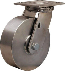 Hamilton - 6" Diam x 2" Wide x 7-1/2" OAH Top Plate Mount Swivel Caster - Forged Steel, 800 Lb Capacity, Plain Bore Bearing, 3-3/4 x 4-1/2" Plate - Industrial Tool & Supply
