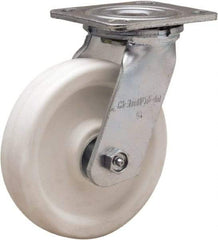 Hamilton - 6" Diam x 1-1/2" Wide x 7-1/2" OAH Top Plate Mount Swivel Caster - Polyolefin, 550 Lb Capacity, Delrin Bearing, 4 x 4-1/2" Plate - Industrial Tool & Supply