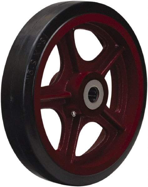 Hamilton - 12 Inch Diameter x 3 Inch Wide, Rubber on Cast Iron Caster Wheel - 1,140 Lb. Capacity, 3-1/4 Inch Hub Length, 1-1/4 Inch Axle Diameter, Tapered Roller Bearing - Industrial Tool & Supply