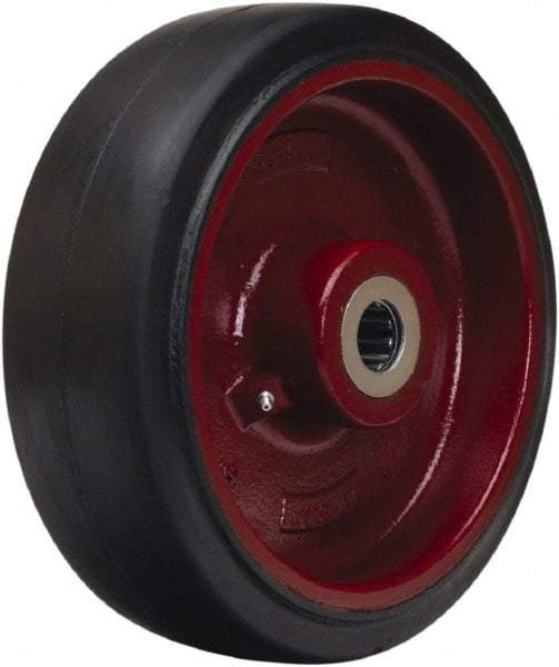 Hamilton - 12 Inch Diameter x 4 Inch Wide, Rubber on Cast Iron Caster Wheel - 1,600 Lb. Capacity, 4-1/4 Inch Hub Length, 2-3/16 Inch Axle Diameter, Plain Bore Bearing - Industrial Tool & Supply