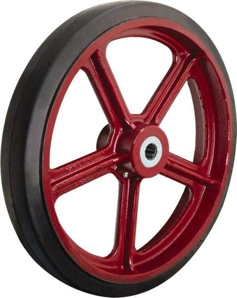 Hamilton - 18 Inch Diameter x 3 Inch Wide, Rubber on Cast Iron Caster Wheel - 1,550 Lb. Capacity, 3-1/4 Inch Hub Length, 1-1/4 Inch Axle Diameter, Straight Roller Bearing - Industrial Tool & Supply