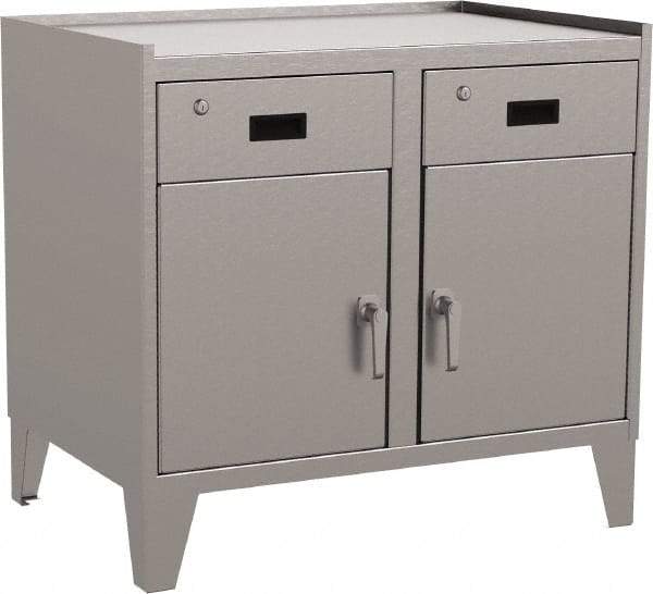 Jamco - 2 Shelf Locking Storage Cabinet - Stainless Steel, 36" Wide x 18" Deep x 34" High - Industrial Tool & Supply