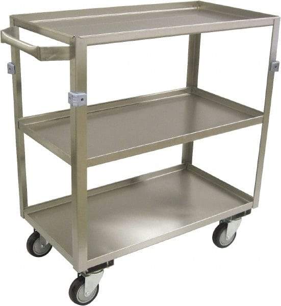 Jamco - 600 Lb Capacity, 30" Wide x 16" Long x 34" High Shelf Cart - 3 Shelf, Stainless Steel, 4 Swivel Casters - Industrial Tool & Supply