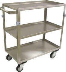 Jamco - 600 Lb Capacity, 30" Wide x 16" Long x 34" High Shelf Cart - 3 Shelf, Stainless Steel, 4 Swivel Casters - Industrial Tool & Supply