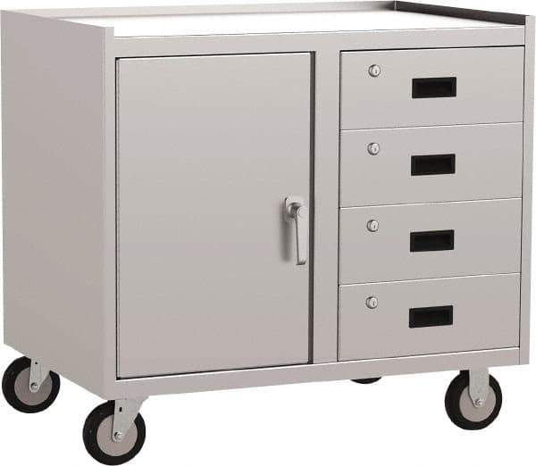 Jamco - 36" Wide x 34" High x 18" Deep, Mobile Closed Cabinet - 1,200 Lb Capacity, 24" Shelf Clearance - Industrial Tool & Supply