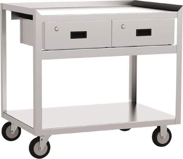 Jamco - 36" Wide x 35" High x 18" Deep, Mobile Work Stand - 1,200 Lb Capacity, 18" Shelf Clearance - Industrial Tool & Supply