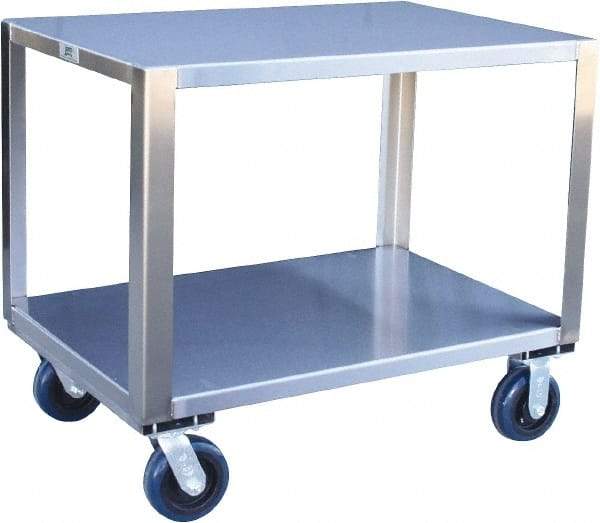 Jamco - 1,800 Lb Capacity, 60" Wide x 30" Long x 31" High Transport Cart - 2 Shelf, Stainless Steel, 2 Rigid/2 Swivel Casters - Industrial Tool & Supply