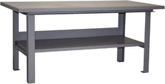 Jamco - 60 Wide x 36" Deep x 34" High, 12 Gauge Steel Work Table - 12 Gauge Steel Top, Fixed Legs, Gray - Industrial Tool & Supply