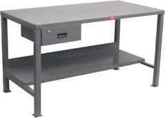 Jamco - 60 Wide x 30" Deep x 34" High, 12 Gauge Steel Heavy-Duty Workbench with Drawer - 12 Gauge Steel Top, Fixed Legs, Gray - Industrial Tool & Supply