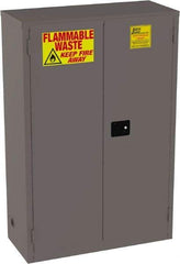 Jamco - 2 Door, 2 Shelf, Yellow Steel Double Wall Safety Cabinet for Flammable and Combustible Liquids - 65" High x 18" Wide x 43" Deep, Manual Closing Door, 3 Point Key Lock, 45 Gal Capacity - Industrial Tool & Supply