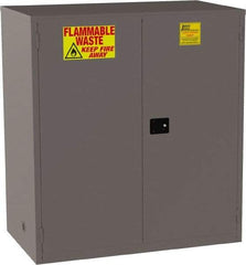 Jamco - 2 Door, 1 Shelf, Yellow Steel Double Wall Safety Cabinet for Flammable and Combustible Liquids - 65" High x 34" Wide x 59" Deep, Manual Closing Door, 3 Point Key Lock, 120 Gal Capacity - Industrial Tool & Supply