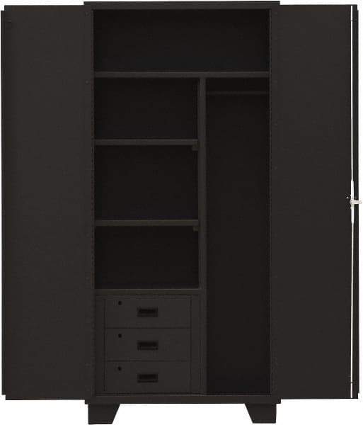 Jamco - 3 Shelf Locking Storage Cabinet - Steel, 36" Wide x 24" Deep x 78" High, Black - Industrial Tool & Supply