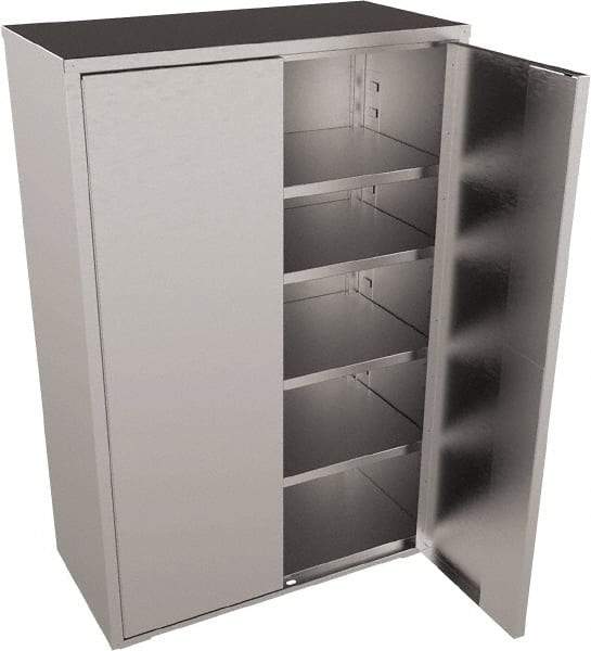 Jamco - 4 Shelf Locking Storage Cabinet - Stainless Steel, 48" Wide x 24" Deep x 73" High - Industrial Tool & Supply