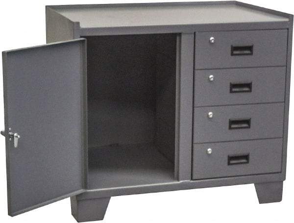 Jamco - Locking Storage Cabinet - Steel, 36" Wide x 24" Deep x 33" High, Gray - Industrial Tool & Supply