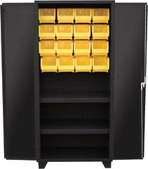 Jamco - 2 Shelf 16 Bin Storage Cabinet - Steel, 36" Wide x 24" Deep x 78" High, Black - Industrial Tool & Supply
