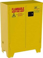 Jamco - 2 Door, 2 Shelf, Yellow Steel Double Wall Safety Cabinet for Flammable and Combustible Liquids - 49" High x 18" Wide x 34" Deep, Self Closing Door, 3 Point Key Lock, 28 Gal Capacity - Industrial Tool & Supply
